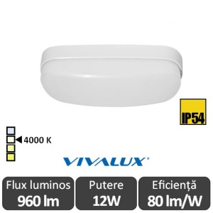 Vivalux BALI LED oval 12W IP54 alb-neutru