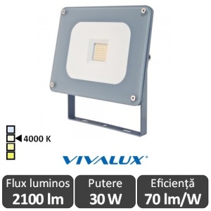 Vivalux - Proiector Z-PAD LED de Exterior 30W IP65 4000K Alb-Neutru Culoare Aluminiu