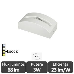 VK Light Led Iluminat Perete Accent 3W 3000K IP65 Alb sau Negru