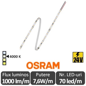 Bandă LED flexibilă - Osram VF1000 840 7,6W/m 24V rolă 5m alb-neutru
