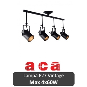Lampă suspendată Aca Lighting 4xE27 Negru sau Alb-Auriu