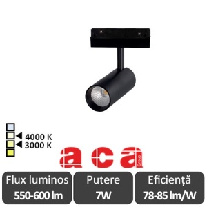 ACA Proiector șina magnetică HUBE 7W 3000/4000K Alb/Negru