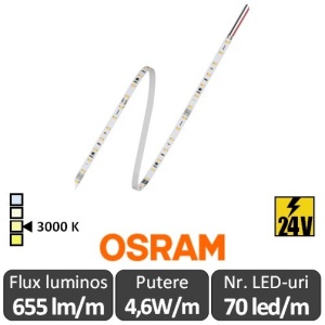 Bandă LED flexibilă - Osram VF600 830 4,6W/m 24V rolă 5m alb-cald