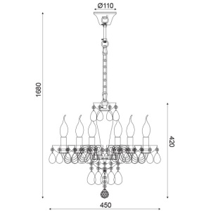 CORP SUSPENDAT ACA LIGHTING BLK82046PCC METAL CROM TRANSPARENT E14