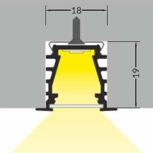 Profil LED încastrat DEEP 10, alb, lungime 2m