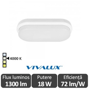 Vivalux ELLIS/O Led 18W IP54 4000K Alb-Neutru