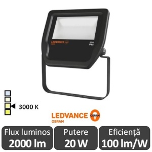 Osram Ledvance - Proiector LED de Exterior 20W IP65 3000K Alb-Cald BK