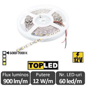 Bandă LED flexibilă - SMD5050 12W/m 12V rolă 5m alb-rece