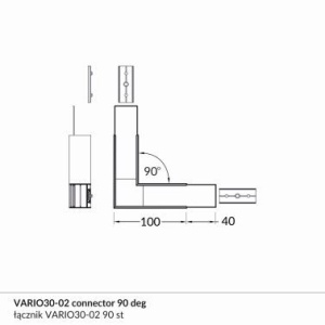 Element colt 90 grade profil LED Vario30-02 -1 bucată
