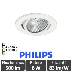 PHILIPS Spot ClearAccent 6W RS061B Alb-Cald/Alb-Neutru Orientabil
