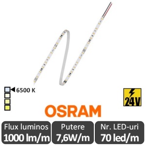 Bandă LED flexibilă - Osram VF1000 865 7,6W/m 24V rolă 5m alb-rece