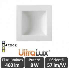 Downlight Led Pătrat Lumină Indirectă 8W 4200K ( Alb-Neutru )