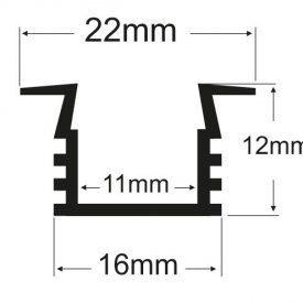 Profil LED tip A206, pentru montaj incastrat, lungime 2m