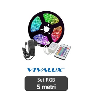 Set Bandă LED flexibilă RGB Vivalux 60led/m 9W/m IP20 12V, rolă 5m