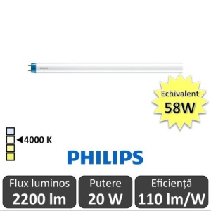 Tub LED Philips CorePro LEDtube 1500mm 20W 840 C 230V, alb-neutru