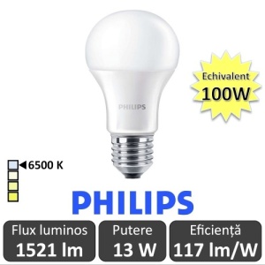 Bec LED Philips - CorePro LED bulb 13W A60 230V E27 alb-rece