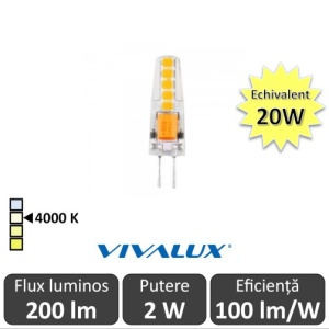 Bec Vivalux - NOVA LED 2W G4 alb-neutru