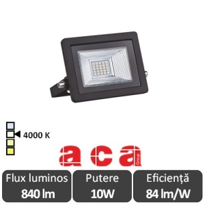 Aca Lighting - Proiector LED de Exterior 10W IP66 4000K Alb-Neutru Negru