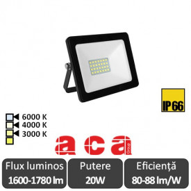 Aca Lighting - Proiector LED de Exterior 20W IP66 3000/4000 sau 6000K Alb sau Negru