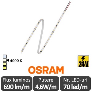 Bandă LED flexibilă - Osram VF600 840 4,6W/m 24V rolă 5m alb-neutru