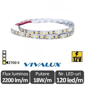 Bandă LED flexibilă - Vivalux Galo LED SMD2835 18W/m 12V rolă 5m alb-cald