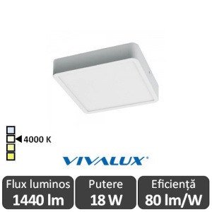 Plafonieră LED Vivalux HUGO 18W ALB SAU NEGRU alb-neutru IP44