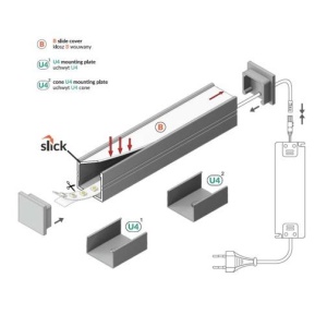 Profil LED aparent SMART 16, negru, lungime 2m