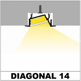 Profil LED încastrat DIAGONAL 14, aluminiu neanodizat, lungime 2m