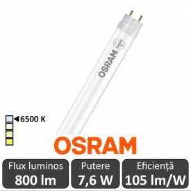 Tub LED Osram Ledvance LEDtube 600mm 7.6W 865 230V Glass, alb-rece
