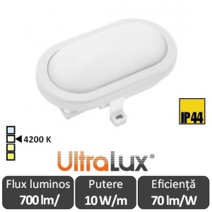Ultralux Plafonieră tavan Led 10W IP44, alb, LBH1042WH