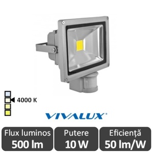 Vivalux - Proiector Solid LED de Exterior cu senzor 10W IP65 4000K