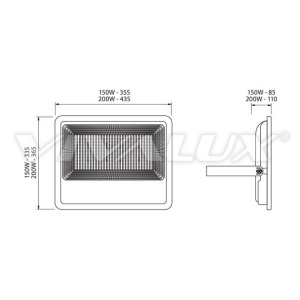 Vivalux - Proiector VIGOR LED de Exterior 200W IP66 6400K Alb-Rece Culoare Negru