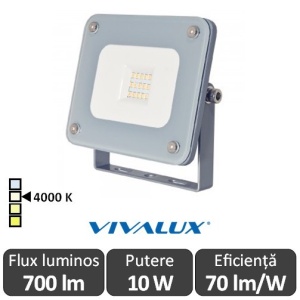 Vivalux - Proiector Z-PAD LED de Exterior 10W IP65 4000K Alb-Neutru Culoare Aluminiu