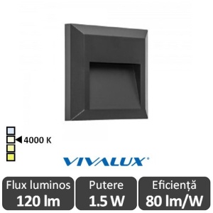 Vivalux RINO SQ 1.5W IP65 4000K Alb-Neutru