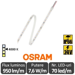 Bandă LED flexibilă - Osram VFP1000 840 7.6W/m 24V rolă 5m alb-neutru