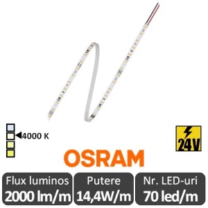 Bandă LED flexibilă - Osram VF2000 840 14,4W/m 24V rolă 5m alb-neutru