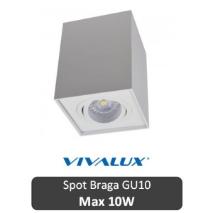 VIVALUX Spot Braga Patrat Alb 1XGU10