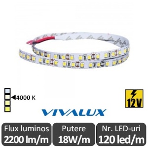 Bandă LED flexibilă - Vivalux Galo LED SMD2835 18W/m 12V rolă 5m alb-neutru