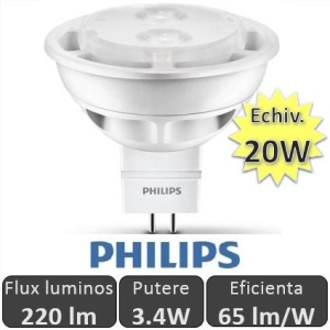 Bec LED Philips - LEDspotLV 3.4W GU5.3 12V 36D alb-cald