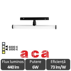 ACA Proiector cilindric șina magnetică CODY 6W 3000/4000K Alb/Negru