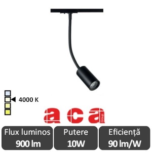 ACA Reflector interior sina monofazată Oliv 10W 4000K Alb/Negru