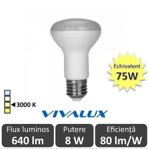 Bec LED Reflector Vivalux 8W 640lm E27 3000K