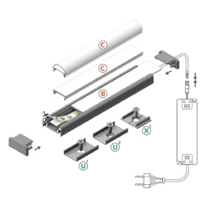 Profil LED aparent SURFACE 10, aluminiu anodizat, lungime 2m