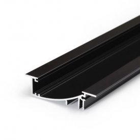 Profil LED încastrat FLAT 8, negru, lungime 2m