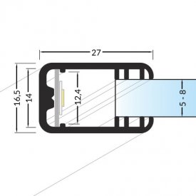 Profil LED pentru sticlă MIKRO-LINE 12, aluminiu anodizat, lungime 2m
