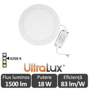 Ultralux Panou Led Rotund 18W Alb-Neutru LPRB2251842