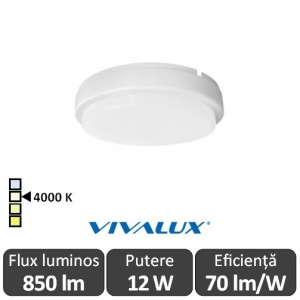 Vivalux ELLIS R Led 12W IP54 4000K Alb sau Negru