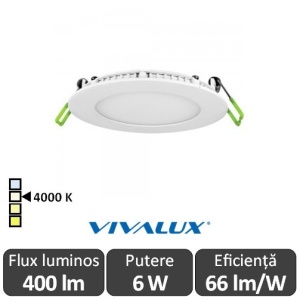 Vivalux Panou ESTE LED Rotund 6W CL/W 4000K Alb