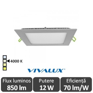 Vivalux Panou GRID LED Panel 12W CL/SR 4000K Aluminiu