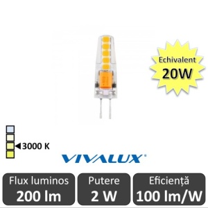 Bec Vivalux - NOVA LED 2W G4 alb-cald